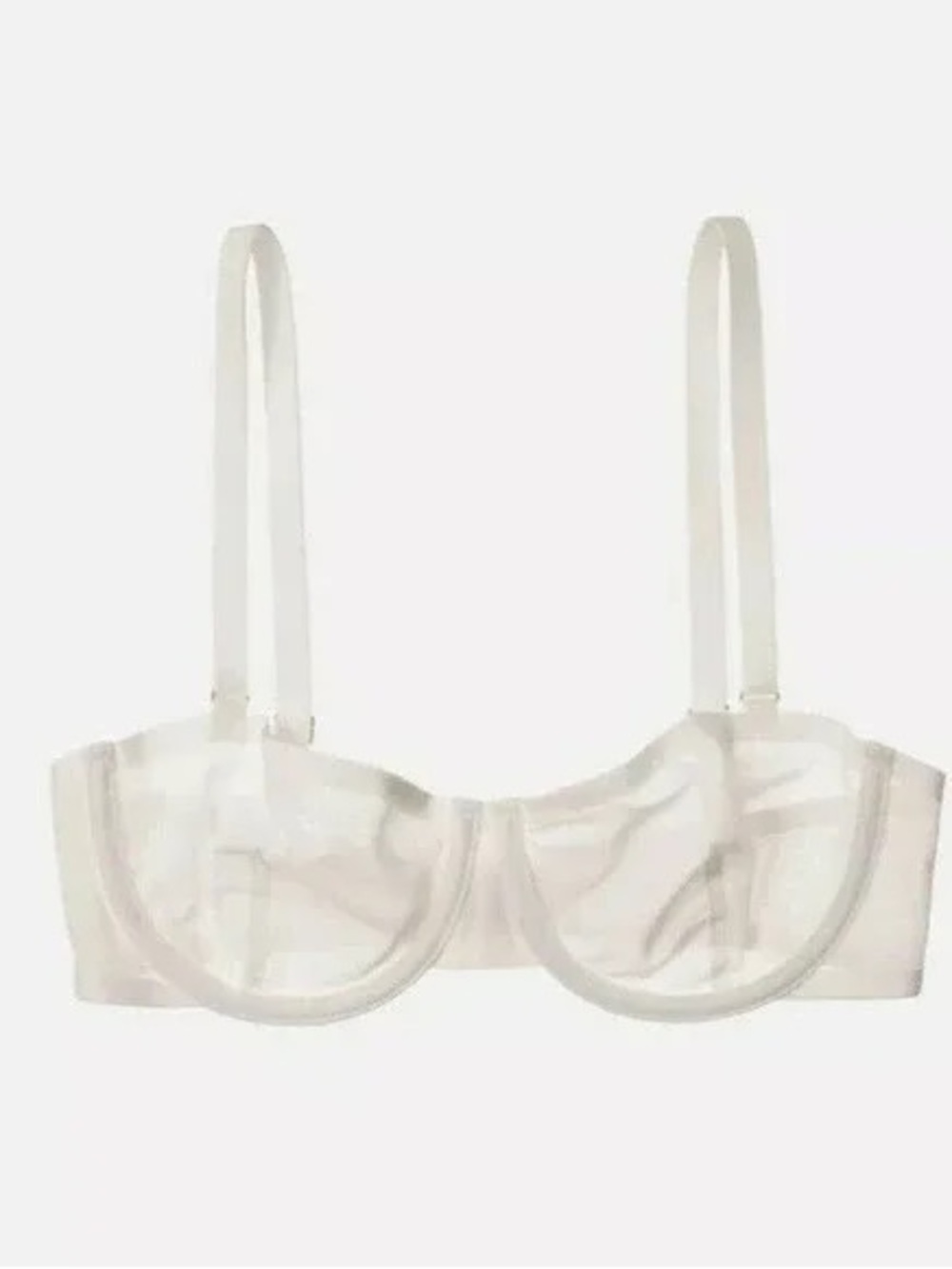 CUUP The Balconette Plunge Mesh Sheer Underwire Bra in Ivory